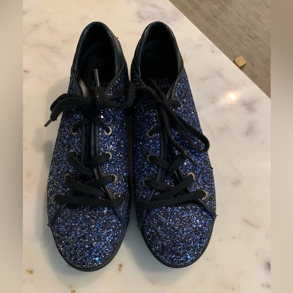 Stuart Weitzman blue glitter sneakers. Size 6.5 - Picture 5 of 8
